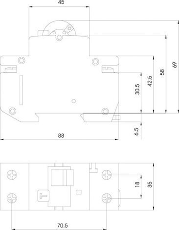 KZS-2M 1p+N A B6/0.03 10kA Kombinovaný chránič 1+N-pólový 2M typ A 2