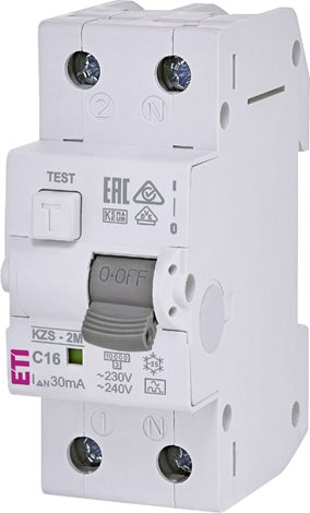 KZS-2M 1p+N A C16/0.03 10kA Kombinovaný chránič 1+N-pólový 2M typ A 2