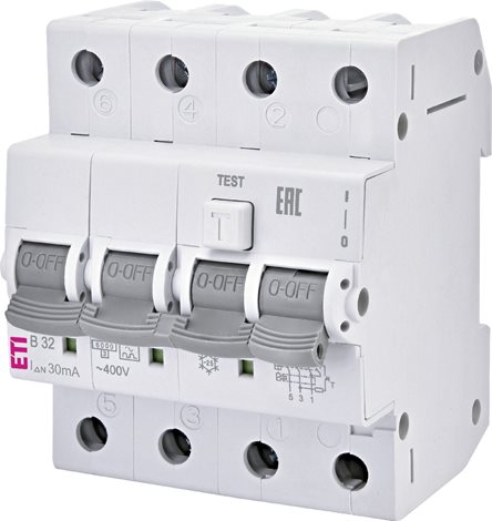 KZS-4M 3p A B32/0,03 Komb. chránič 4M, typ A, 30mA, 10kA 2