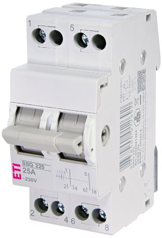 SSQ 225 Modulový přepínač I-0-II SSQ 225, 2-pólový, kat. AC-22A, In = 25A, Un = 230/400V AC