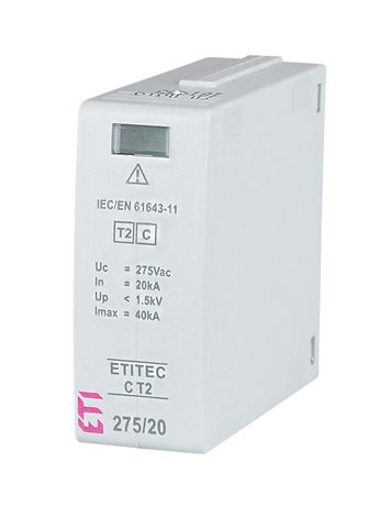 MOD. ETITEC C T2 275/20 Modul svodiče přepětí MODUL ETITEC C T2 275/20, In = 20kA 2
