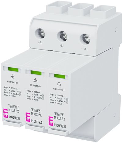 ETITEC M T12 PV 1100/12,5 Y RC Svodič přepětí s dálkovou signalizací DC T1+T2, Y, 3-pólový