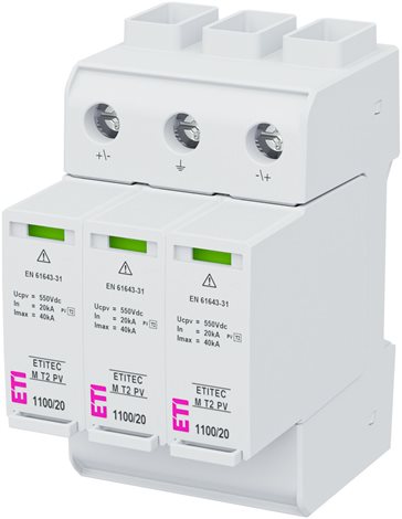 ETITEC M T2 PV 1100/20 Y Svodič přepětí DC 1100V, typ 2 (C), In=20kA, 3p / Y