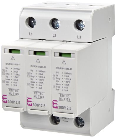 ETITEC ML T123 300/12,5 3+0 Svodič přepětí T1+T2+T3