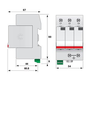 ETITEC V T2 255/20 3+0 Svodič přepětí ETITEC V T2 255/20 3+0, 3-pólový, In = 20kA (8/20	 2