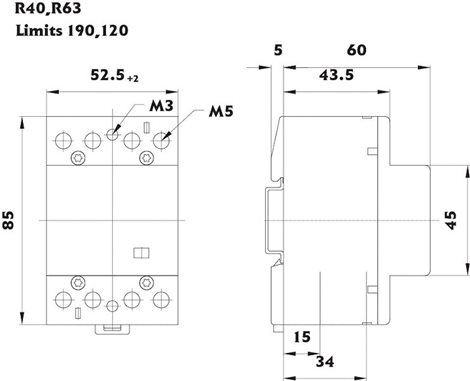 R 63-04 230V Modulární stykač R 63-04 230V, 4-pólový, 3M, kontakty 4xNC, In = 63A, Un = 230V AC 2