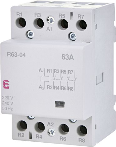 R 63-04 230V Modulární stykač R 63-04 230V, 4-pólový, 3M, kontakty 4xNC, In = 63A, Un = 230V AC 1