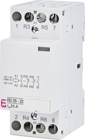RD 25-22-230V AC/DC Modulární stykač 2xNO + 2xNC 25A 2