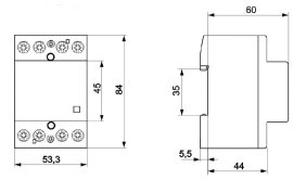 RD 40-04-230V AC/DC Modulární stykač 4xNC 40A