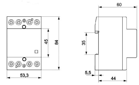 RD 40-04-230V AC/DC Modulární stykač 4xNC 40A 1