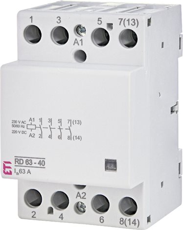 RD 63-40-230V AC/DC Modulární stykač 4xNO 63A 1