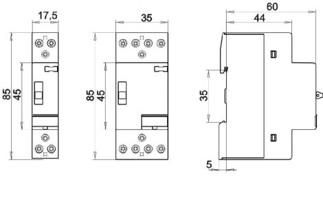 RD 20-20-R-230V AC/DC Modulární stykač 2xNO 20A s funkcí ON-OFF-AUTO 1
