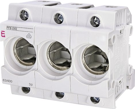 Pojistkový spodek PFB D02, 3-pólový, In = 63A, rozměr E18, pro pojistky D02