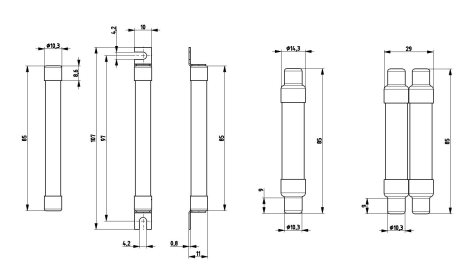 CH 10x85 gPV 15A/1500V Válcová pojistková vložka, velikost CH10, charakteristika gPV, rozměry 10x85m 2