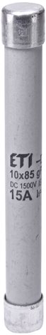CH 10x85 gPV 15A/1500V Válcová pojistková vložka, velikost CH10, charakteristika gPV, rozměry 10x85m 1