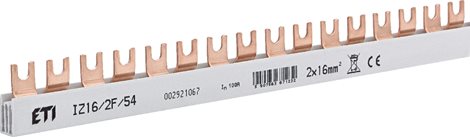 IZ16/2F/54 Propojovací lišta IZ16/2F/54, 2-pólová, šířka 54 modulů, In = 100A, S = 16mm²