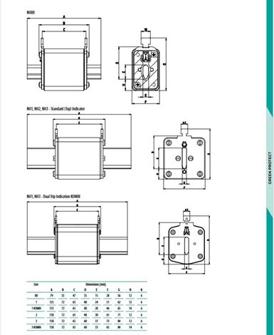 NH00 gS 35A/800V Nožová pojistková vložka NH 800V gS, velikost NH00, charakteristika gS, In = 35A 2