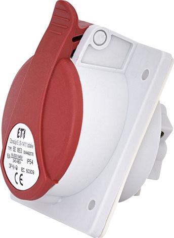 EE 1653 Průmyslová zásuvka zapuštěná, vestavná zkosená 3-fázová, IP54, 16A, 400V, 3p+N+PE 2