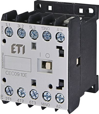 CEC09.10-230V-50/60Hz Miniaturní stykač CEC09.10-230V-50/60Hz, 3-pólový, kontakty 4xNO 1