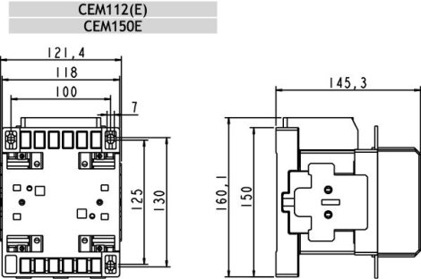 CEM150E.22-250V Motorový stykač CEM150E.22-250V-50/60Hz, 3-pólový, kontakty 3xNO 3
