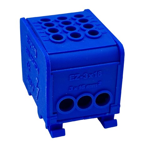 Distribuční blok DTB 3×16 modrý 1