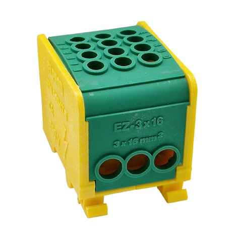 Distribuční blok DTB 3×16 žluto-zelený 1