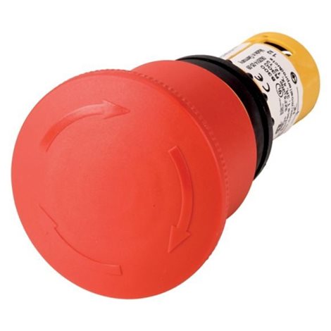 C22-PVT45P-K11 Kompaktní tlačítko nouzového zastavení 45mm, otočné, bez prosvětlení, červené, 1Z 1V