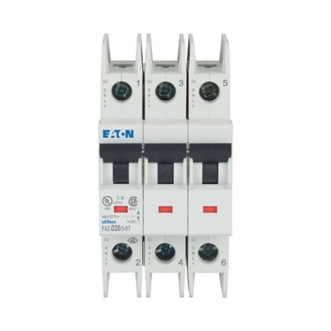 FAZ-D20/3-RT Jistič FAZ (norma UL, vyjímatelná svorka), char D, 3-pólový, In=20A, Icu=15kA (IEC 6094