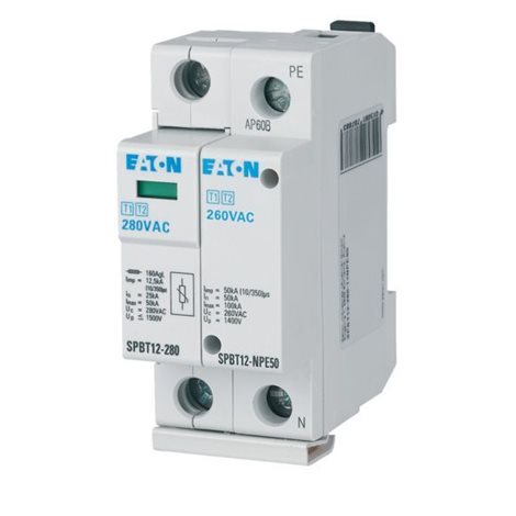 SPBT12-280-1+NPE50 Svodič přepětí třídy T1+T2 (B+C), 2-pól sada 1+1 (N/PE 50kA), TN-S,TT
