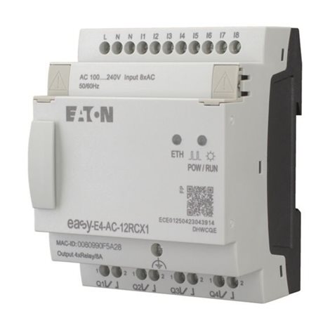 EASY-E4-AC-12RCX1 Řídicí relé easyE4 bez displeje, 100-240V AC/DC, 8 vstupů, 4 réleové výs