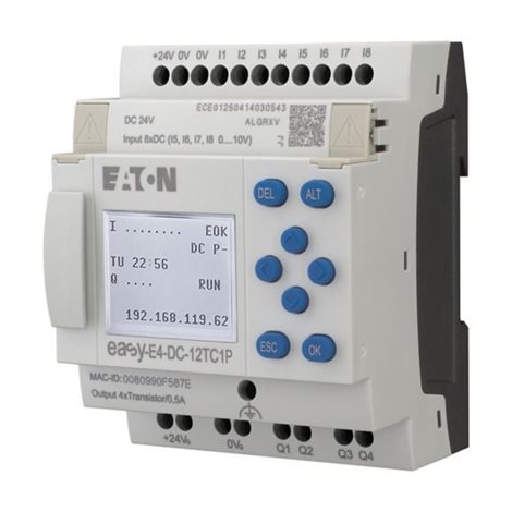 EASY-E4-DC-12TC1P Řídicí relé easyE4 s displejem, 24V DC, 8 vstupů, 4 tranzistorové výstup