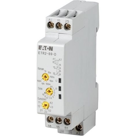 ETR2-69-D Časové relé, multifunkční, 24-240V AC, 24-48V DC, Ie=3A, Ith=6A, 2 přep. kont., 