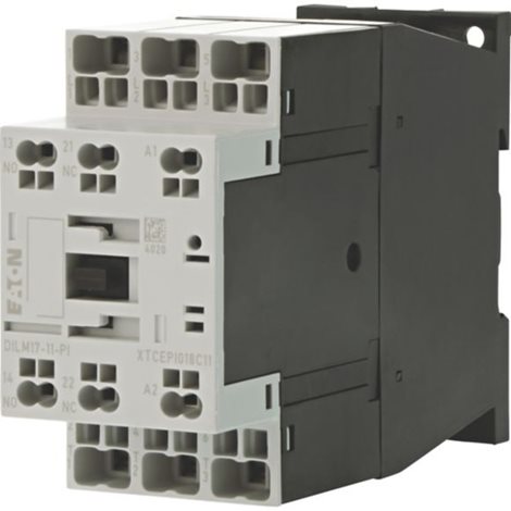 DILM17-11(RDC24)-PI Výkonový stykač 17A/7,5kW AC-3, 40A AC-1, 3pól+1z1v, Push-In svorky, Uc=24V DC