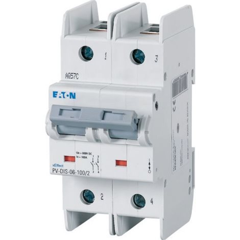 PV-DIS-06-100/2 Odpínač pro fotovoltaiku, ovládání páčkou, 2-pólový, Un=600V DC, In=100A