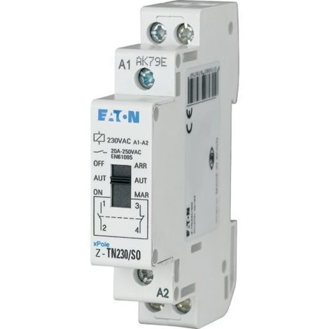Z-TN24/SS Instalační relé 24V AC, 2 zap. kont., 20A, mechanická předvolba ON/AUT/OFF