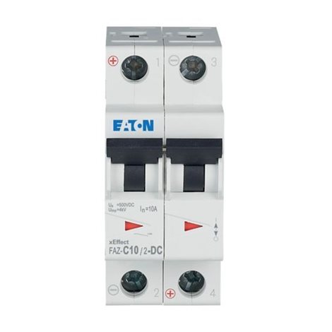 FAZ-C10/2-DC Jistič FAZ, pro stejnosměrný proud, char C, 2-pólový, In=10A, Icu=10kA (ČSN EN 60947-2)