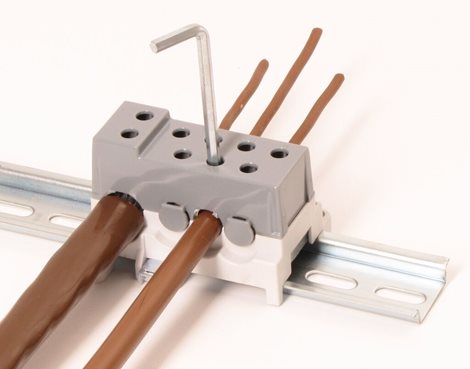 Blok pro rozdělení fází PVBS 250-7, 1pól., AL/CU, 250A, 690V, šedý, na DIN/panel 3