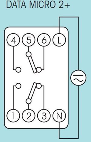 Hodiny spínací ORBIS DATA MICRO 2+, dig., týdenní, 2kan., 2mod., se zálohou, šedé, na DIN 1