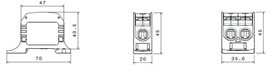 Svorka univerzální RKA 50 1/4 L S, 150A, 1pól. (4x vstup), AL/CU, černá, na DIN/na panel
