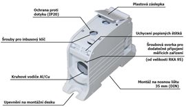 Svorka univerzální RKA 50 1/4 L B, 150A, 1pól. (4x vstup), AL/CU, hnědá, na DIN/na panel