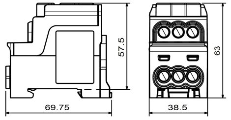 Blok pro rozdělení fází UVB 200 L B, 1pól., 200A, 1000V, hnědý, na DIN 1