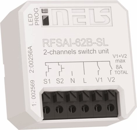 RFSAI-62B-SL Spínací RF aktor 2 -kanálový bezšr. svorky multi-funkční vstupy pro ext. tl