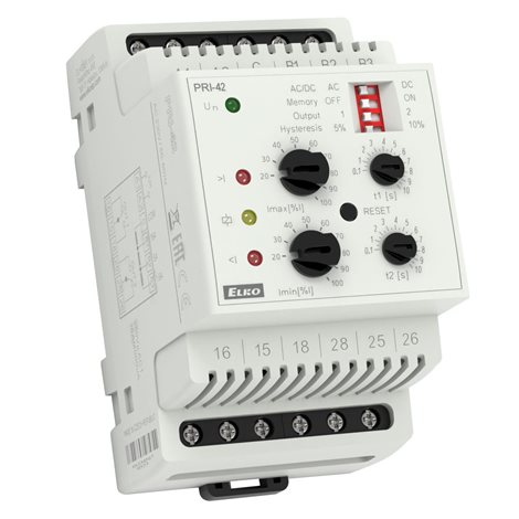 PRI-42/UNI Hlídací proudové relé úrovně Imin a Imax v 1F - AC/DC
