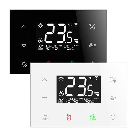 RFTC-3/B Skleněný dotykový termostat pro fancoily  (BLACK, SHARP)