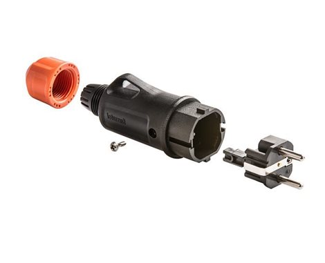 Vidlice 1165 IP54/250V/16A - domovní, plastová, černá, robustní