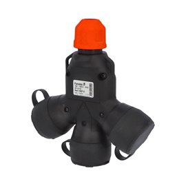 Adaptér trojnásobný 188F-5 IP54/400V/16A - domovní, 5P svorkovnice, černý, robustní