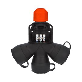 Adaptér trojnásobný 188F IP54/250V/16A - domovní, 3P svorkovnice, černý, robustní