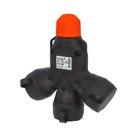 Adaptér trojnásobný 188F IP54/250V/16A - domovní, 3P svorkovnice, černý, robustní 2