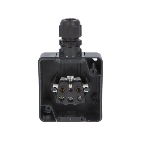 ATLAS 2K IP65 Zásuvka 2P+PE s vývodkou M20, na povrch, antracitová 1