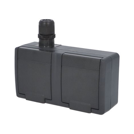 ATLAS 2K IP65 Zásuvka 2x 2P+PE, 2-násobná vodorovná s vývodkou M20, na povrch, antracitová 3